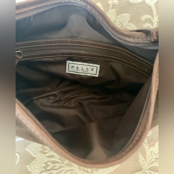 PELLE Studio Brown Genuine Leather Suede Fringe Boho Hobo Shoulder Bag W… - Picture 9 of 14